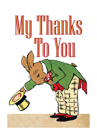 My Thanks To You - Bowing Bunny - Thank You Greeting Card