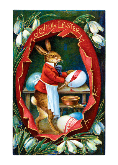 Easter Rabbit Painting Egg Red - Easter Greeting Card