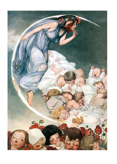 Moon Lady with Babies - Baby Greeting Card