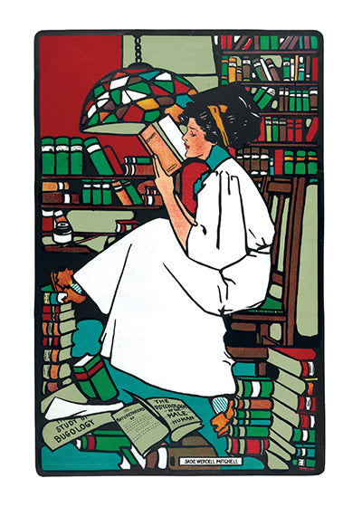 Woman Reading in Library - Books & Readers Greeting Card