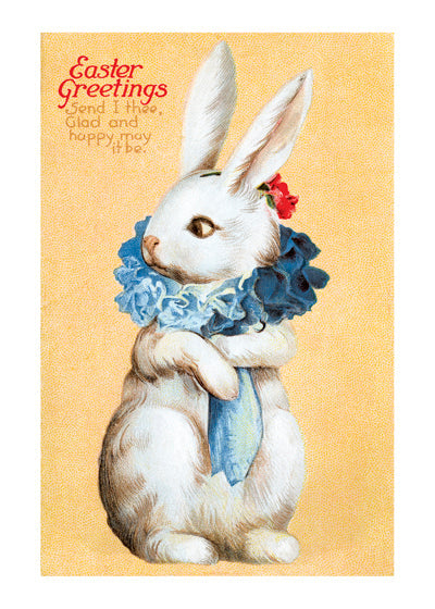 Easter Rabbit with a Fancy Flower Ruff - Easter Greeting Card