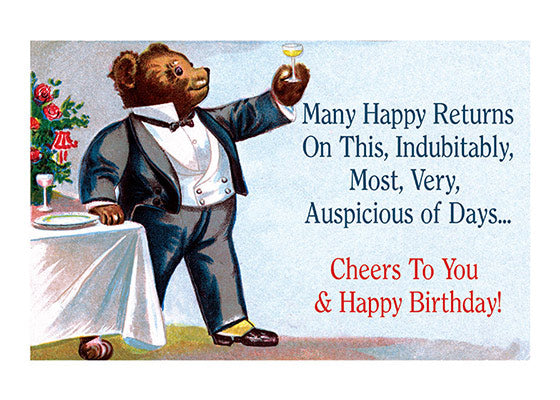 Tuxedo Bear Toasting - Birthday Greeting Card