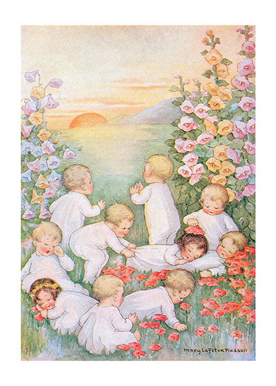 Babies Playing in Field - Baby Greeting Card