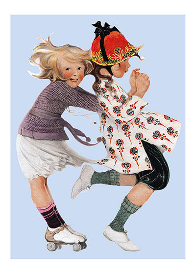 Girls Roller Skating - Friendship Greeting Card