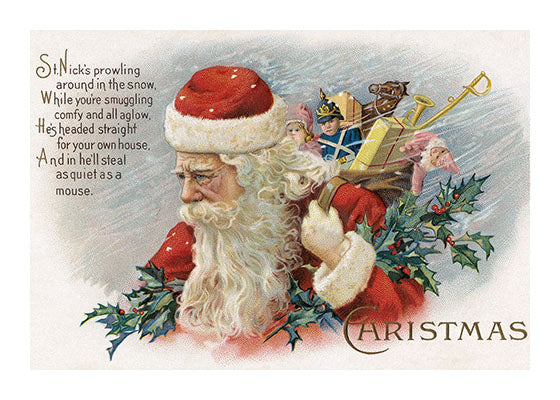 Santa with a Bundle of Toys - Christmas Greeting Card