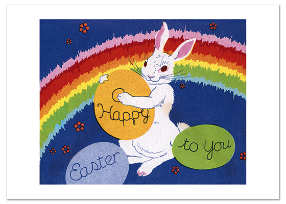 Rainbow Bunny Easter - Easter Greeting Card