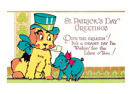 A Dog with Pipe and Hat - St. Patrick's Day Greeting Card