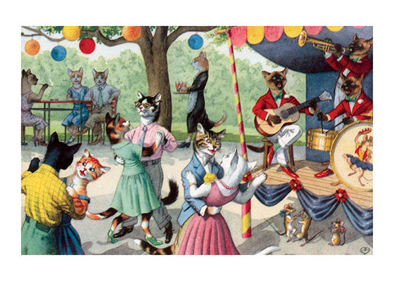 A Summer Cat Dance - Captivating Cats Greeting Card