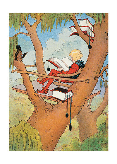 Jester Reading in Tree - Storybook Classics Greeting Card
