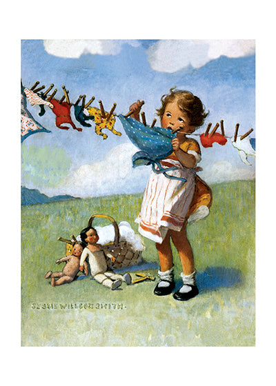 Doing the Doll's Laundry - Jessie Willcox Smith Greeting Card