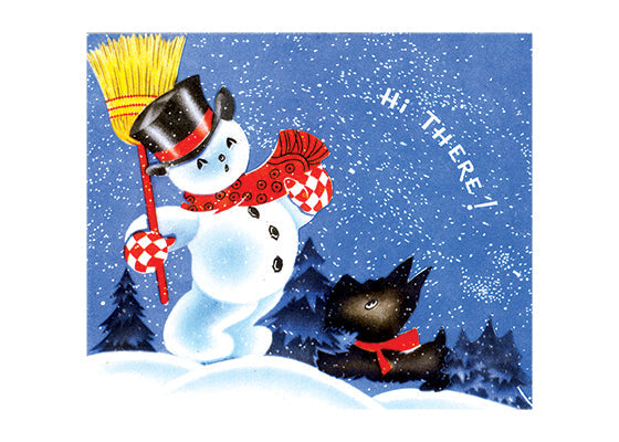 Snowman and a Scottie Dog - Christmas Greeting Card