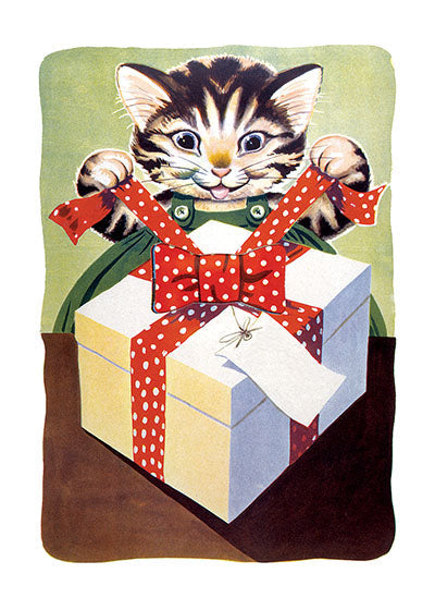 Cat Opening Gift - Birthday Greeting Card