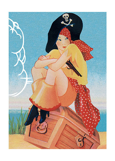 Jaunty Pirate Woman - Birthday Greeting Card