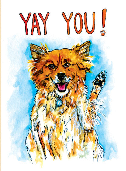 Waving Dog - Encouragement Greeting Card