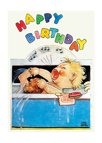 Baby Singing In the Bath - Birthday Greeting Card