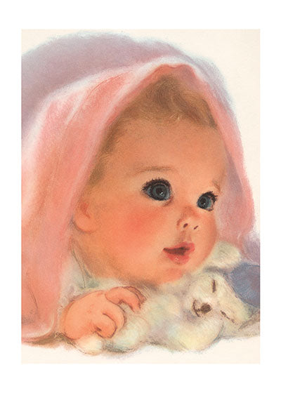 Baby With a Blanket and a Toy - Baby Greeting Card