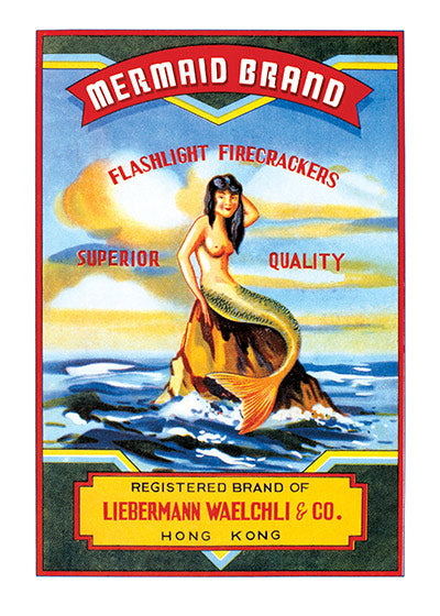 Fireworks Labels, Mermaid Brand - 4th of July Greeting Card