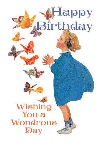Girl with Butterflies - Birthday Greeting Card